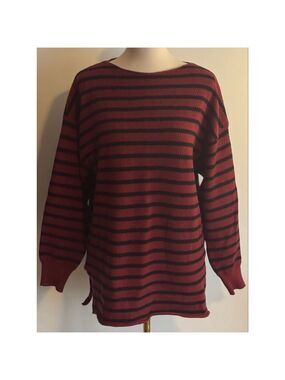 Women's KIRUNDO Red & Black Striped Crew Neck Sweater M